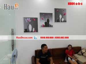 Tranh treo tường hiện đại bộ 3 bức Bình Hoa 3D HD04-a-b-c