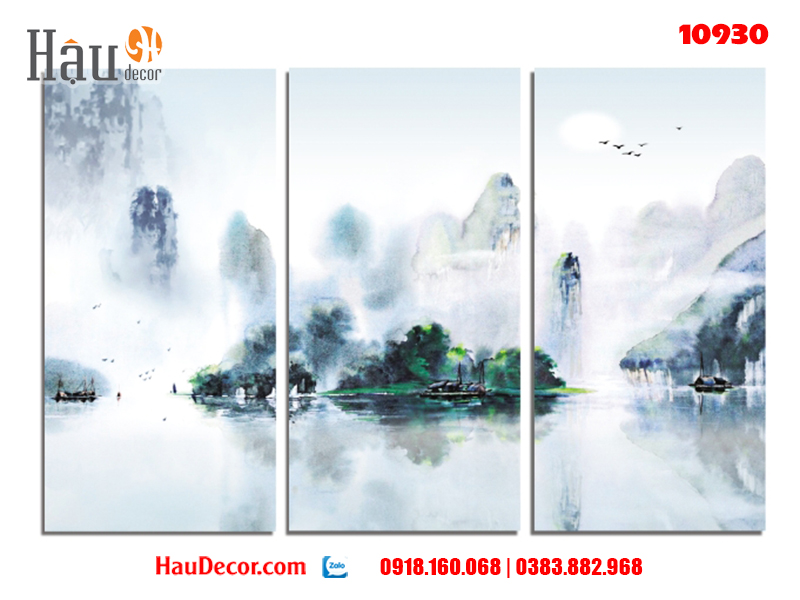 Tranh treo tường hiện đại 3D bộ 3 bức Sơn Thủy Hữu Tình 10930