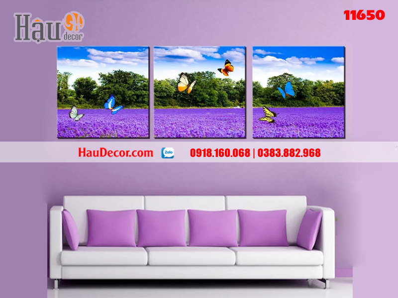 Tranh treo tường hiện đại 3D bộ 3 bức Hồ Điệp 11650