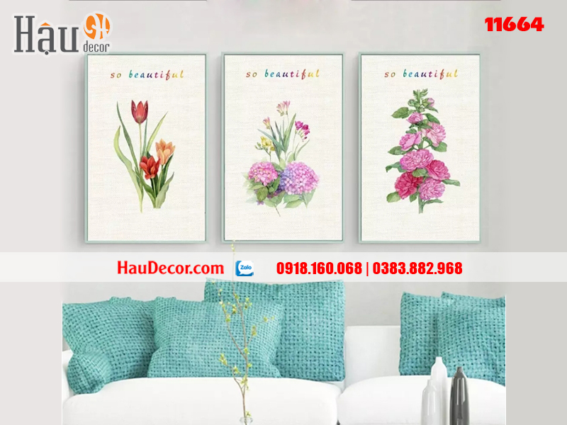 Tranh treo tường hiện đại 3D bộ 3 bức Vẻ Đẹp 11664