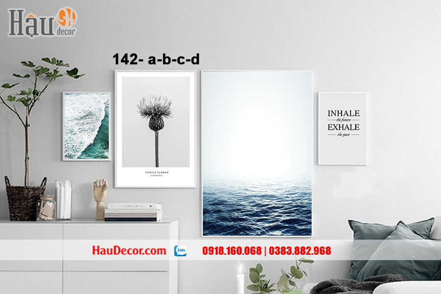 Tranh treo tường hiện đại 3D bộ 4 bức Cuộc Sống Yên Bình 142-a-b-c-d