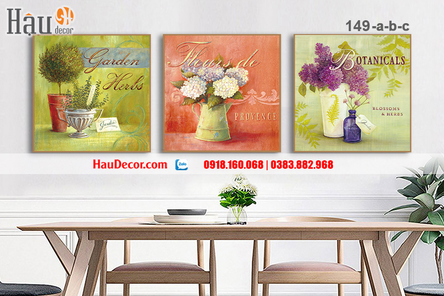 Tranh treo tường hiện đại 3D bộ 3 bức Thảo Mộc 149-a-b-c