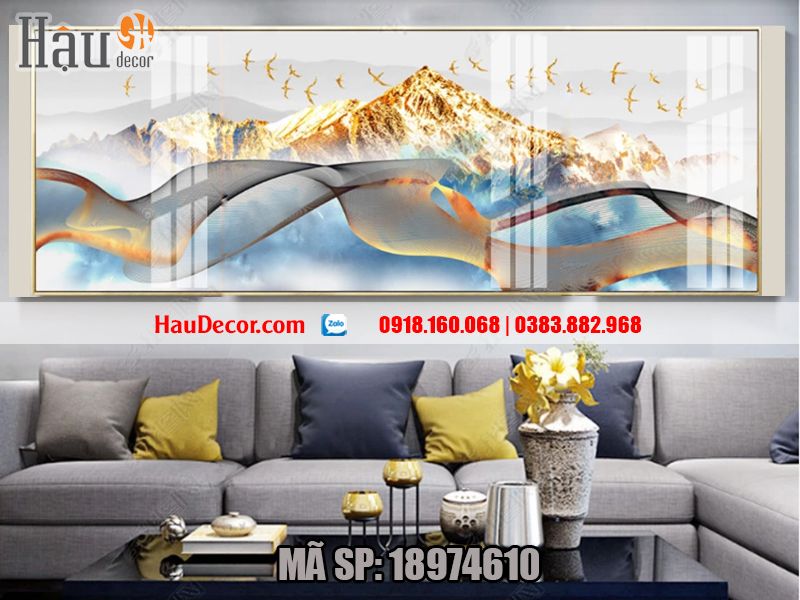 Tranh treo tường hiện đại 3D Rừng Vàng Biển Bạc 18974610