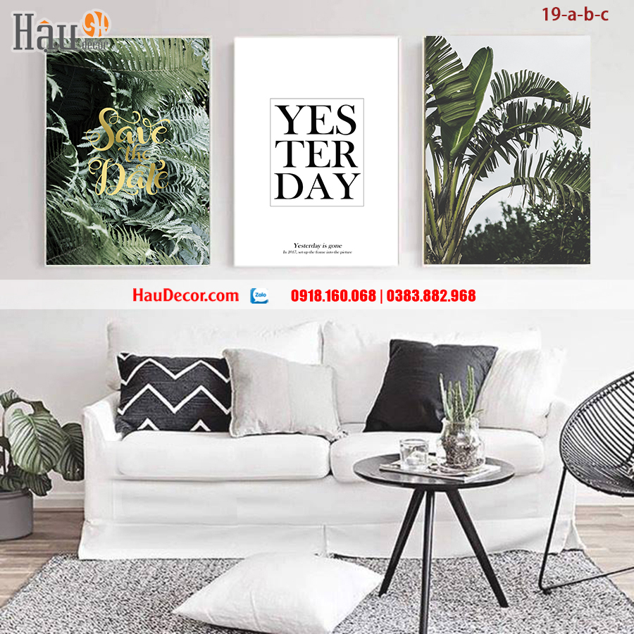 Tranh treo tường hiện đại 3D bộ 3 bức Rừng Nhiệt Đới 19-a-b-c