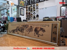 Tranh in giấy lụa cao cấp Trung Quốc Ngũ Phúc TP77