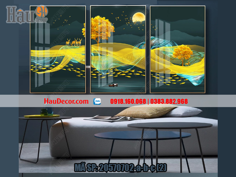 Tranh treo tường hiện đại 3D bộ 3 Rừng Vàng Biển Bạc 20570702-a-b-c(2)