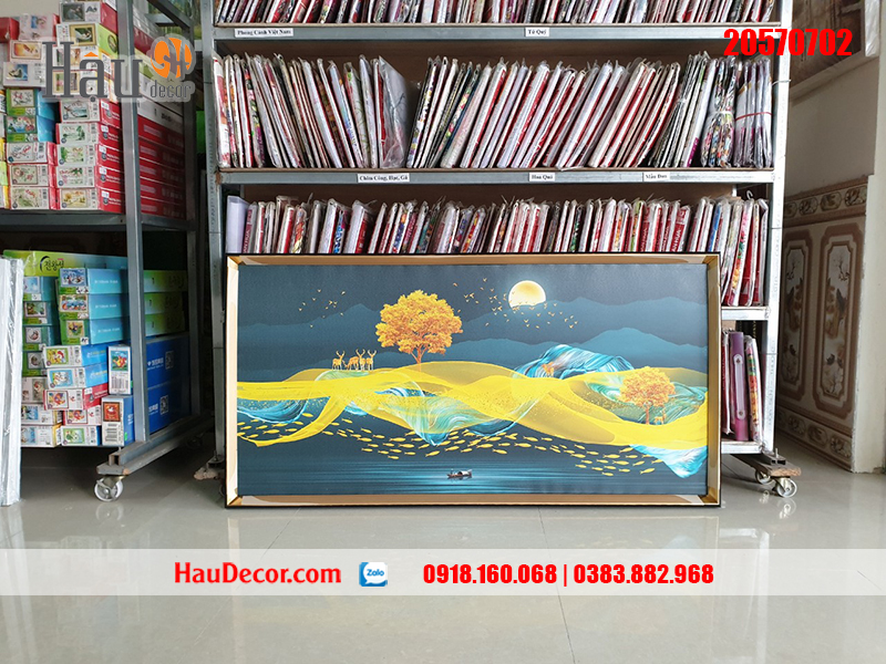 Tranh treo tường hiện đại 3D Rừng Vàng Biển Bạc 20570702_(3)