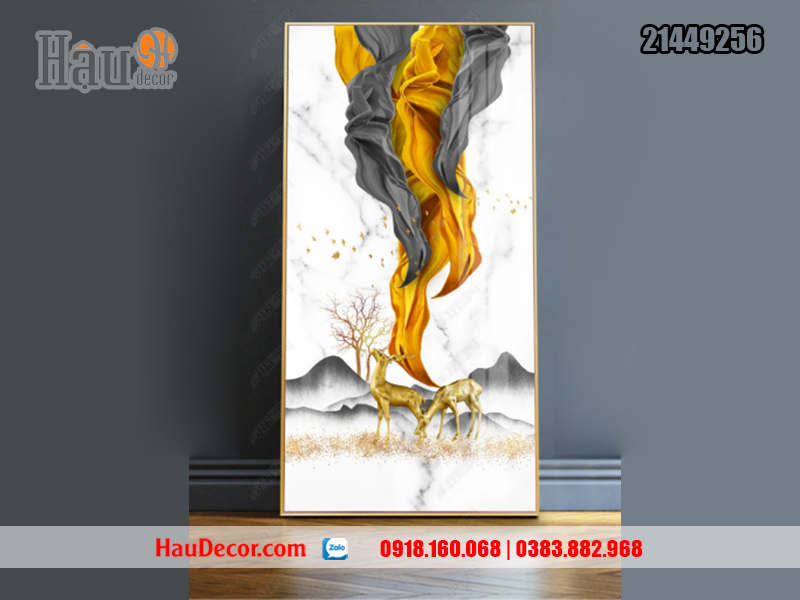 Tranh treo tường hiện đại 3D Hươu Tài Lộc 21449256