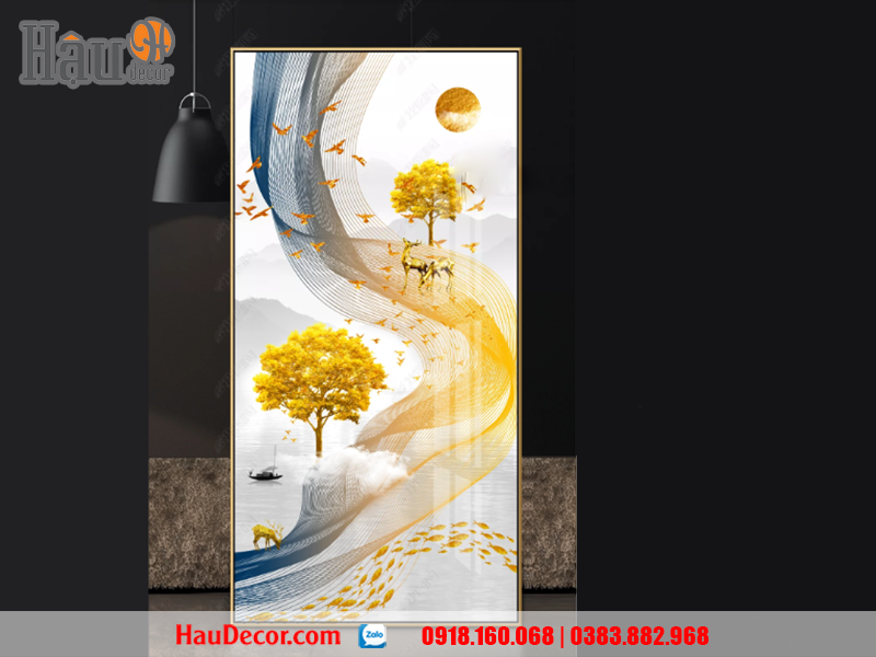 Tranh treo tường hiện đại 3D Rừng Vàng Biển Bạc 22333671