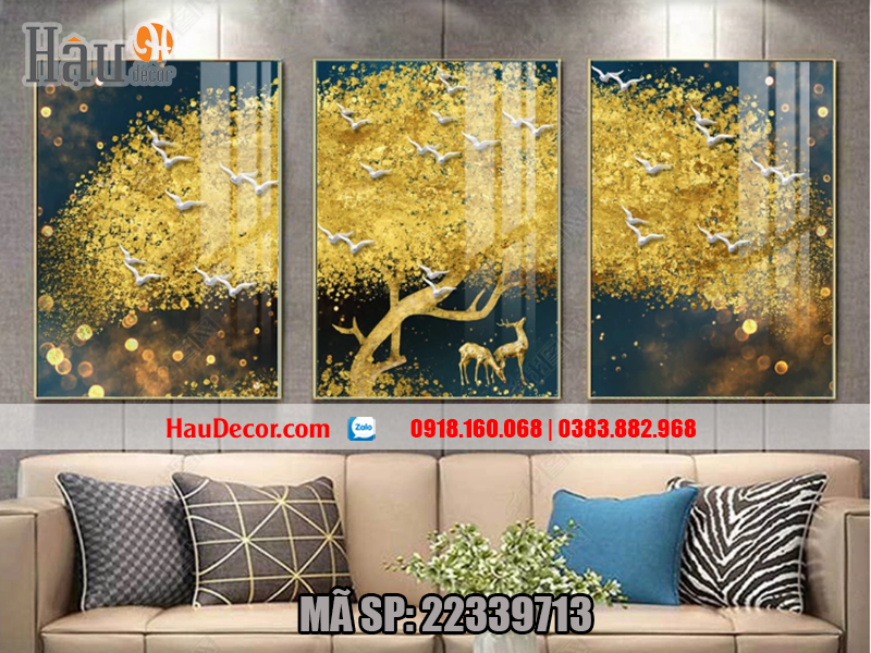 Tranh treo tường hiện đại bộ 3 bức Rừng Vàng Biển Bạc 22339713-a-b-c