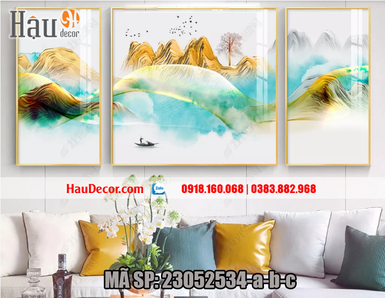 Tranh treo tường hiện đại 3D bộ 3 bức Sơn Thủy Hữu Tình 23052534-a-b-c