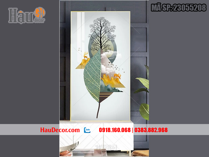 Tranh treo tường hiện đại 3D Lá Bồ Đề 23055208
