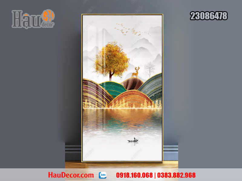 Tranh treo tường hiện đại 3D Rừng Vàng Biển Bạc 23086478