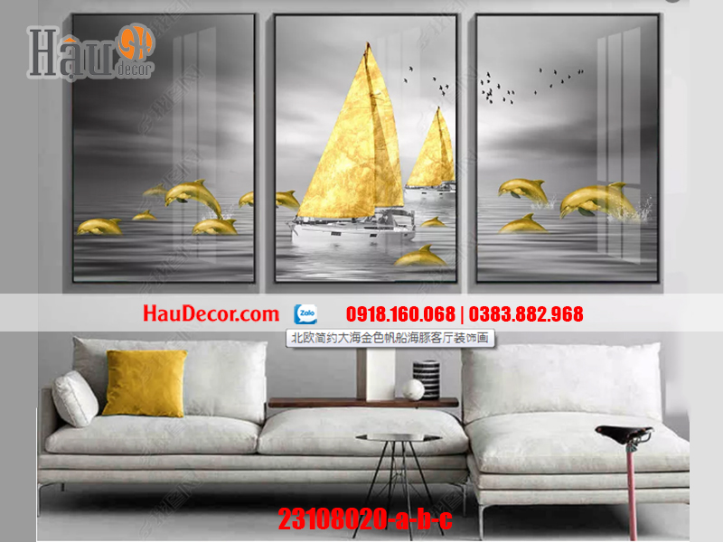 Tranh treo tường hiện đại 3D bộ 3 bức Ra Khơi 23108020-a-b-c
