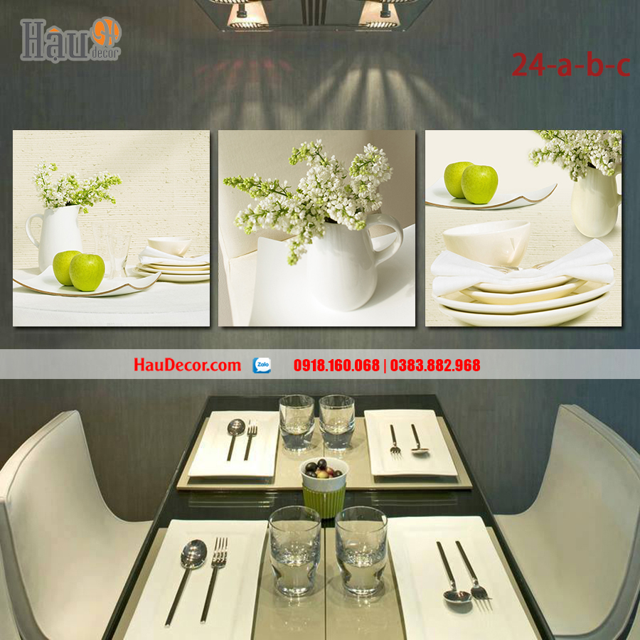 Tranh treo tường hiện đại 3D bộ 3 bức Hoa Quả 24-a-b-c