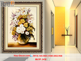 Kit tranh thêu ruy băng Lọ Hoa Cúc Họa Mi Nghệ Thuật 2410