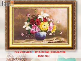 Kit tranh thêu ruy băng Lọ Hoa Nghệ Thuật 2433