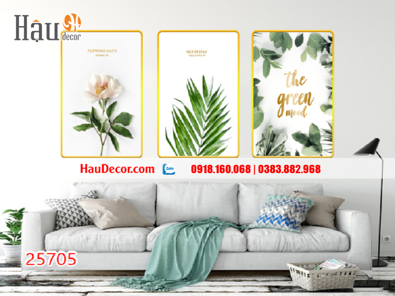 Tranh treo tường hiện đại 3D bộ 3 bức Hoa Điệp Lan 25705