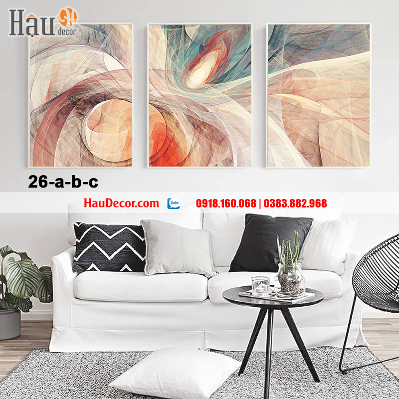 Tranh treo tường hiện đại 3D bộ 3 bức Kính Vạn Hoa 26-a-b-c