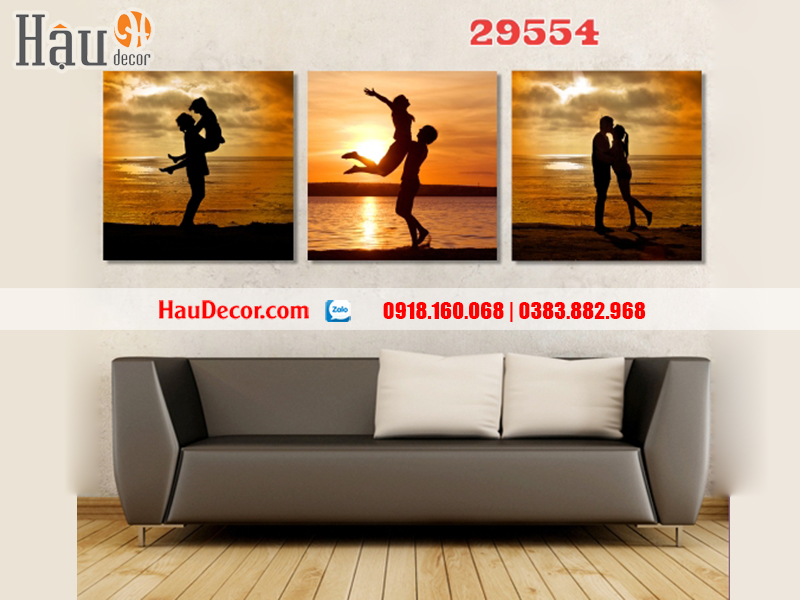 Tranh treo tường hiện đại 3D bộ 3 bức Bên Nhau Lúc Bình Minh 29554