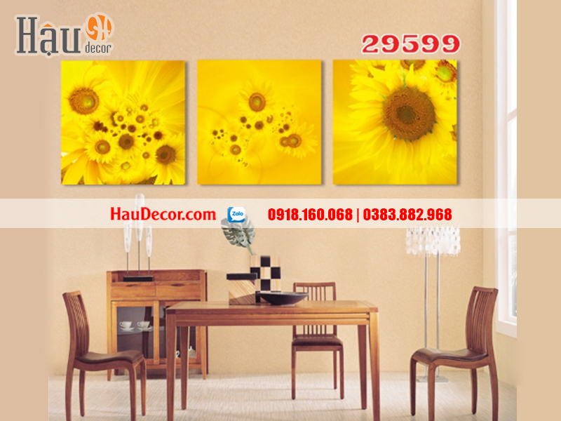 Tranh treo tường hiện đại 3D bộ 3 bức Hoa Cúc 29599
