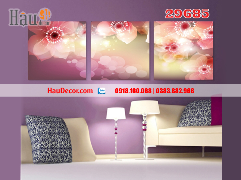 Tranh treo tường hiện đại 3D bộ 3 bức Hoa Thủy Tiên 29685