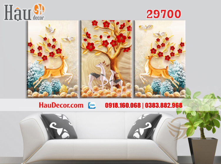 Tranh bộ 3D Hươu Tài Lộc 3 bức 29700