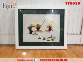 Tranh thêu tay Bắt Cá TT0029