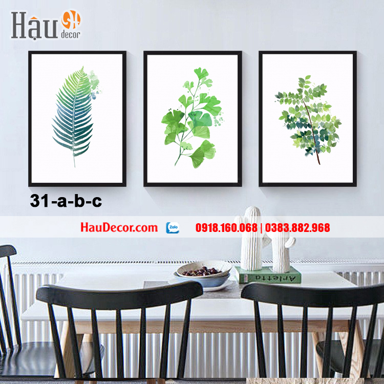 Tranh treo tường hiện đại 3d bộ 3 bức Rừng Nhiệt Đới 31-a-b-c