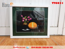 Tranh thêu tay Bình Hoa Sen TT0031