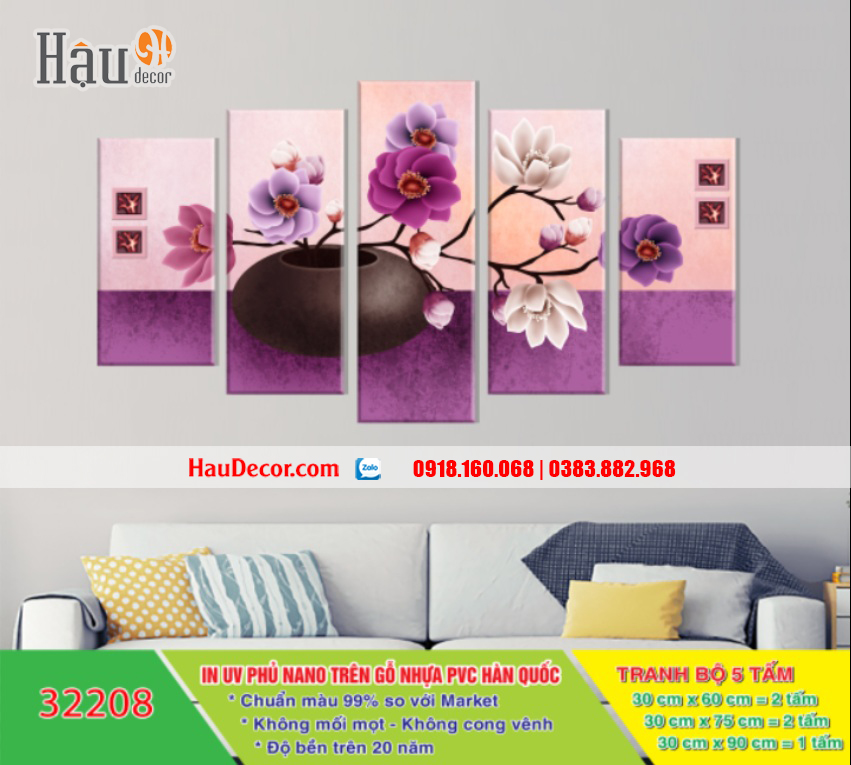 Tranh ghép bộ Bình hoa 5 bức 32208
