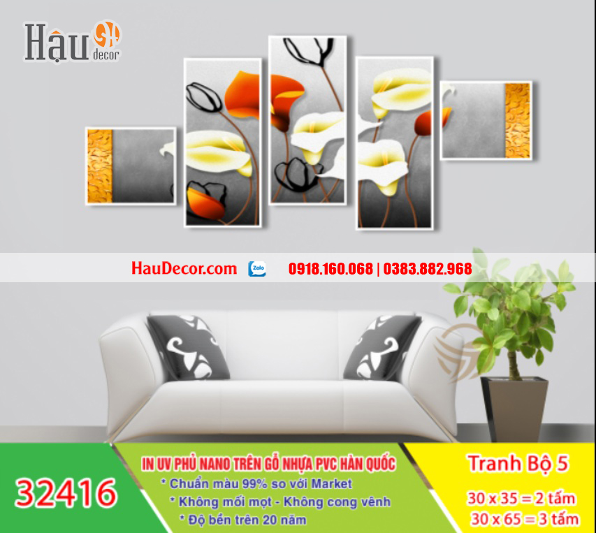 Tranh ghép bộ Hoa 5 bức 32416