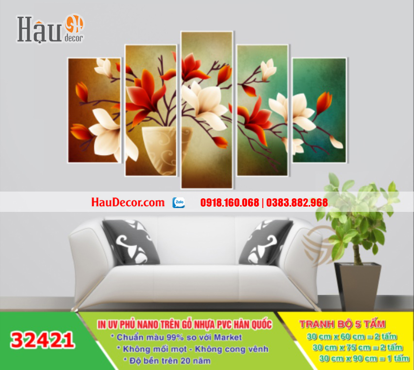 Tranh ghép bộ 5 bức Bình Hoa 32421