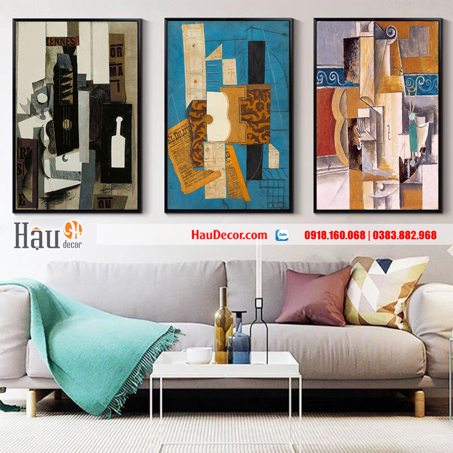 Tranh treo tường hiện đại bộ 3 bức Trừu Tượng 3D 34-a-b-c