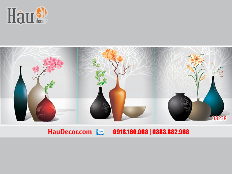 Tranh treo tường hiện đại 3D bộ 3 bức Tĩnh Vật 38238