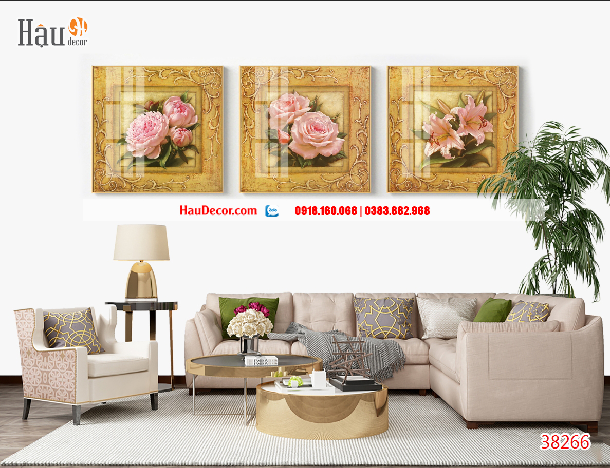 Tranh bộ 3D Hoa Cúc, Hồng, Huệ 38266