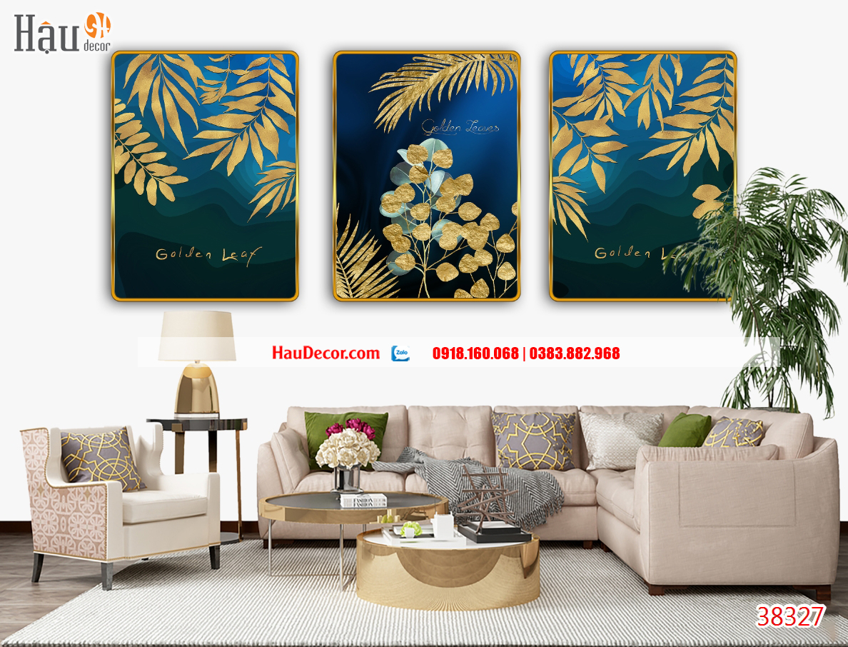 Tranh treo tường hiện đại 3D bộ 3 bức Rừng Nhiệt Đới 38327