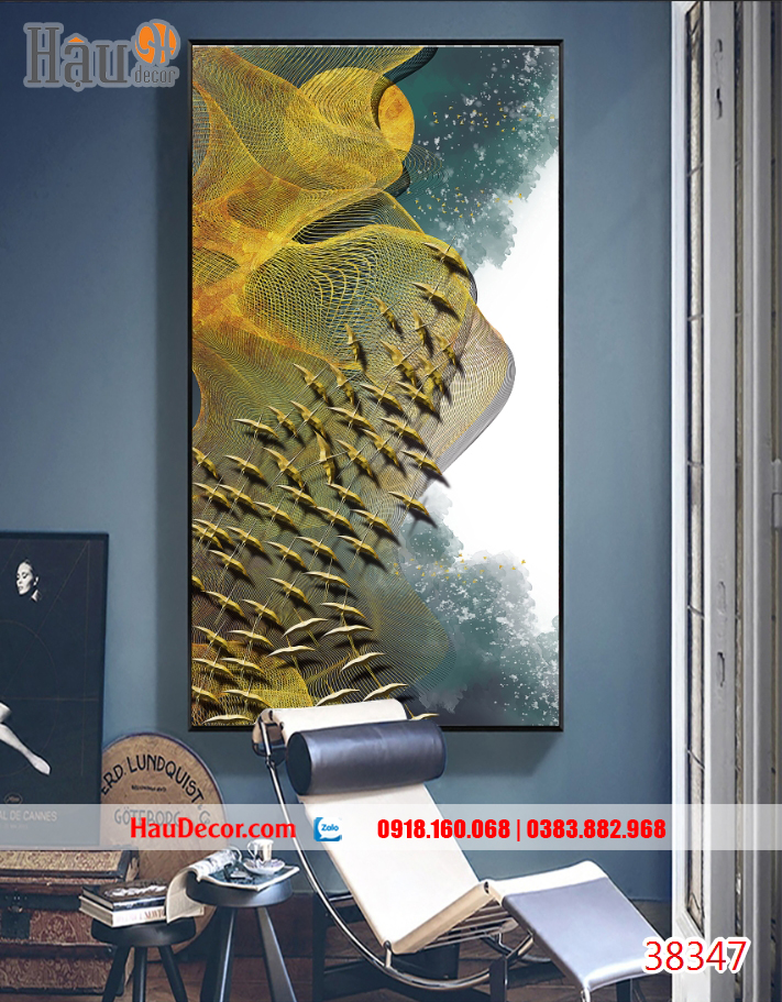 Tranh treo tường hiện đại 3D-5D-8D Rừng vàng Biển Bạc 38347
