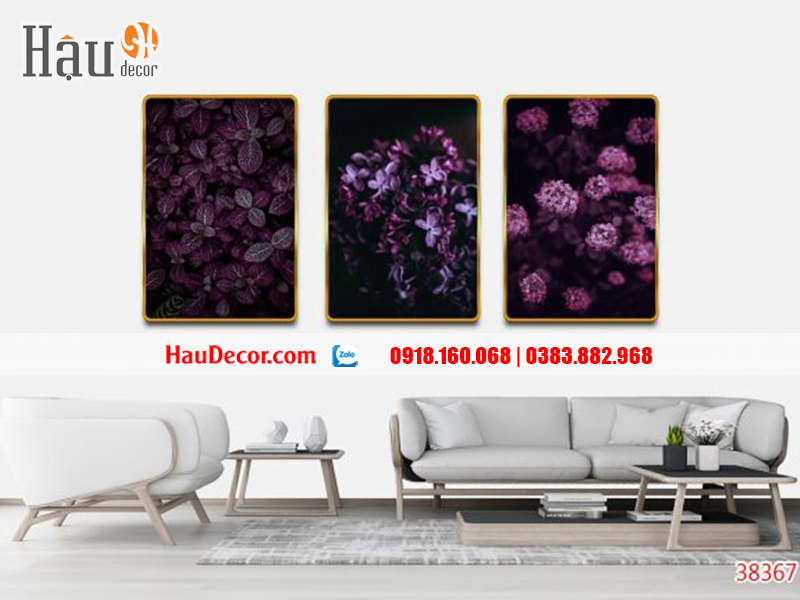 Tranh treo tường hiện đại 3d bộ 3 bức Hoa 38367