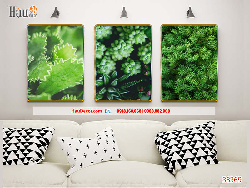 Tranh treo tường hiện đại 3D bộ 3 bức Rừng Nhiệt Đới 38369