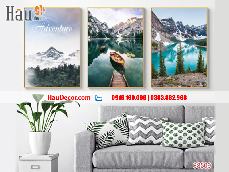 Tranh treo tường hiện đại 3D bộ 3 bức Phong Cảnh 38509