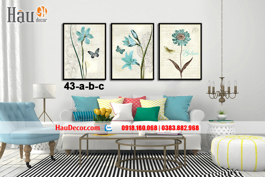Tranh treo tường hiện đại 3D bộ 3 bức Thiên Nhiên 43-a-b-c