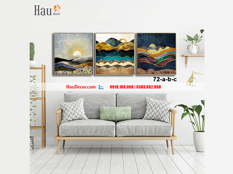 Tranh treo tường hiện đại 3D bộ 3 bức Cảnh Biển HD72-a-b-c