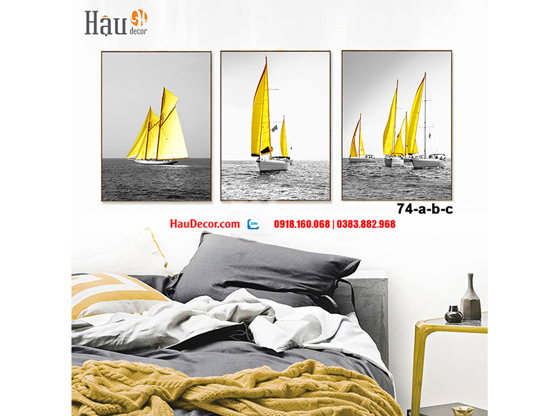 Tranh treo tường hiện đại 3D bộ 3 bức Cánh Buồm HD74-a-b-c