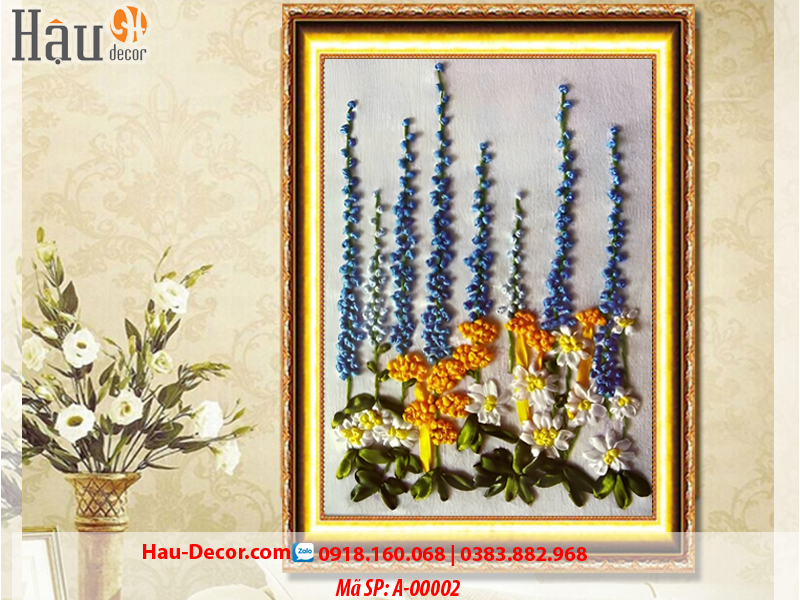 Kit tranh thêu ruy băng Vườn Hoa 30x35cm