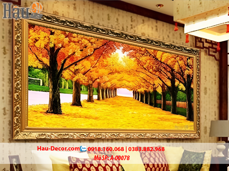 Kit tranh thêu ruy băng Hàng Cây Vàng A-00078