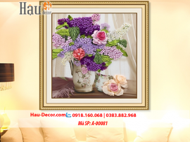 Kit tranh thêu ruy băng Lọ Hoa Nghệ Thuật A-00081