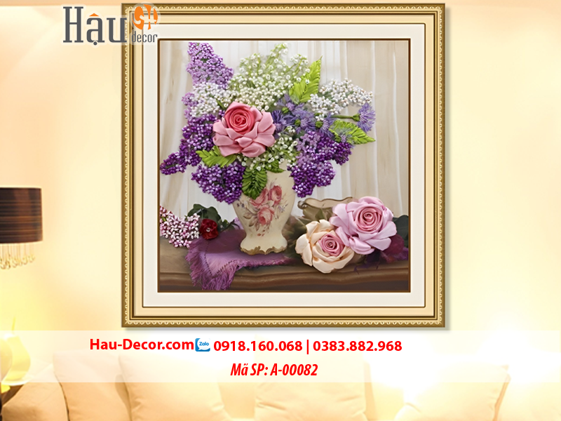 Kit tranh thêu ruy băng Lọ Hoa Nghệ Thuật A-00082