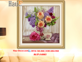 Kit tranh thêu ruy băng Lọ Hoa Nghệ Thuật A-00083