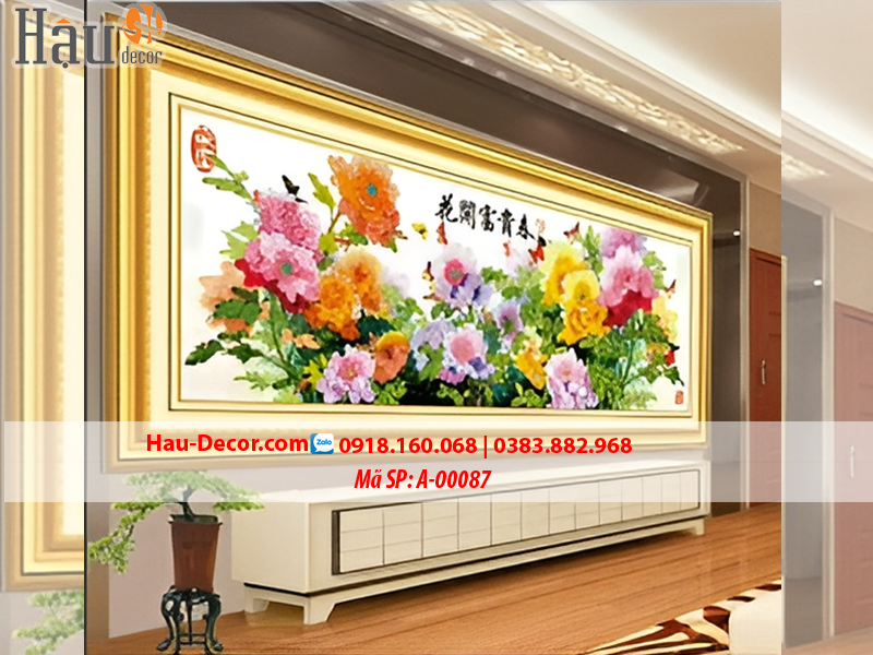 Kit tranh thêu ruy băng Mẫu Đơn Phú Quý A-00087